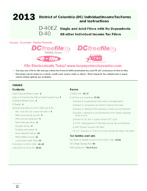 District of Columbia Individual Income Tax Forms and Instructions