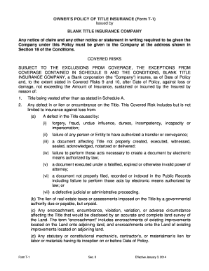 Owner's Policy of Title Insurance Form T-1