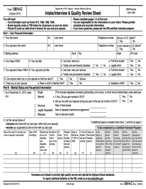 IRS Form 13614-C Intake Sheet