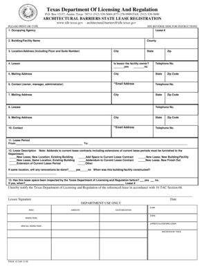 Texas Architectural Barriers State Lease Registration