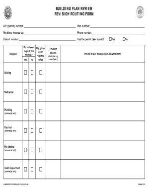 Building Plan Review Revision Routing Form