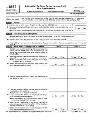 Form 8862 Earned Income Credit