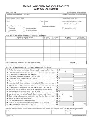 Wisconsin Tobacco Products and Use Tax Return