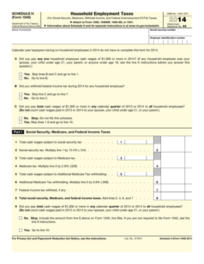 Schedule H Household Employment Taxes Form 1040