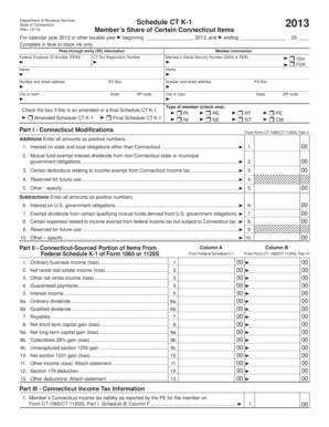 Connecticut Schedule CT K-1 Form