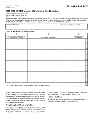 Michigan Fiduciary Withholding Tax Schedule