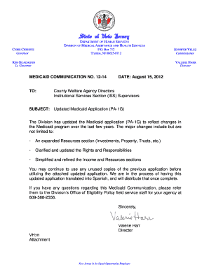 New Jersey Medicaid Application PA-1G