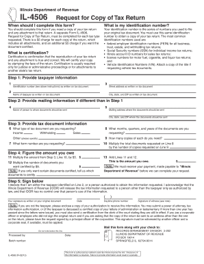 Illinois Request for Copy of Tax Return