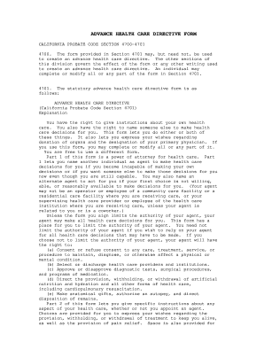California Advance Health Care Directive Form
