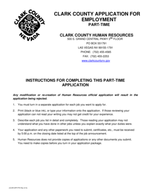 Clark County Part-Time Employment Application