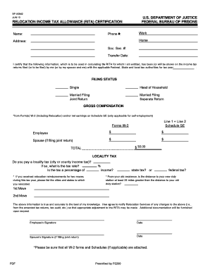 Relocation Income Tax Allowance Certification