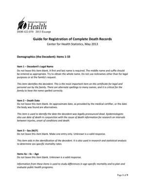 Washington State Death Certificate