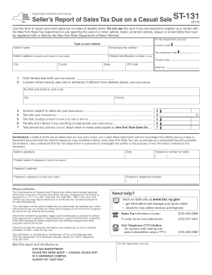 New York Casual Sale Tax Form ST-131
