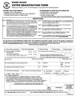 Rhode Island Voter Registration Form