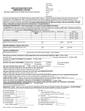 Michigan State Emergency Relief Application Form
