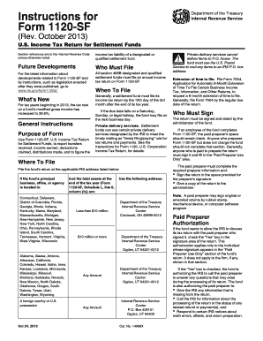 Form 1120-SF US Income Tax Return for Settlement Funds