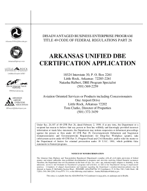 Disadvantaged Business Enterprise Certification Application