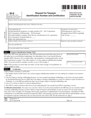 Form W-9 Request for Taxpayer Identification Number and Certification