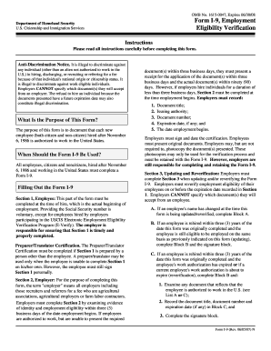 USCIS Form I-9 Employment Eligibility Verification