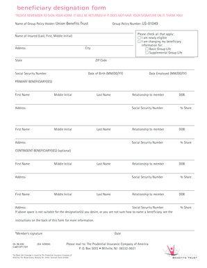 Beneficiary Designation Form