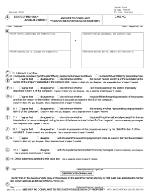 Answer to Complaint to Recover Possession of Property