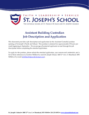 Fillable Online Custodian job description template Fax Email Print - pdfFiller