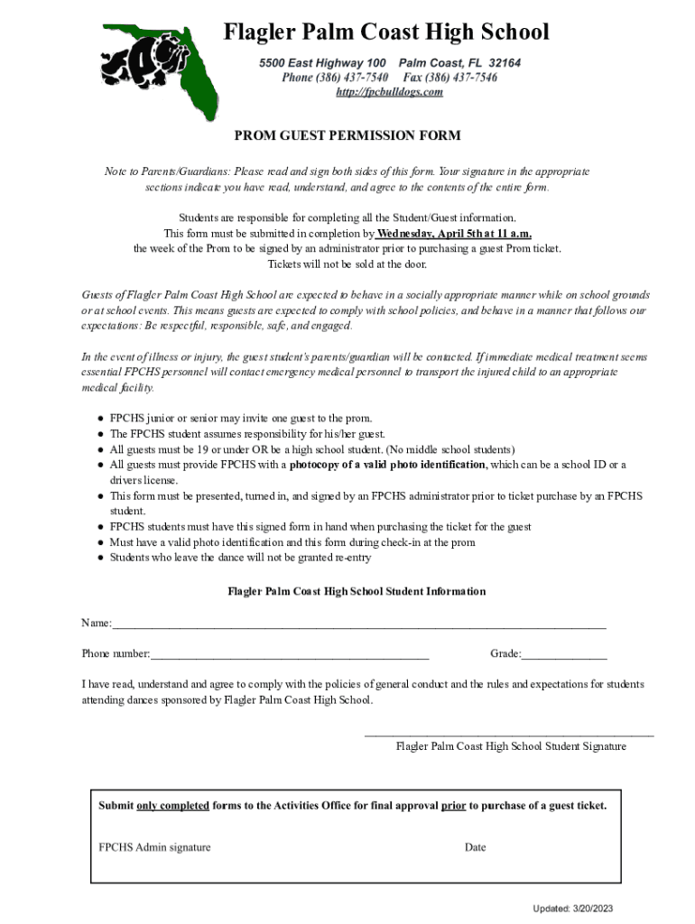 Fillable Online Attendance FlaglerPalm Coast High School Fax Email