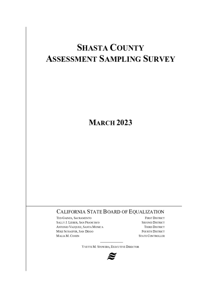 Fillable Online Shasta County Assessment Sampling Survey. Shasta County
