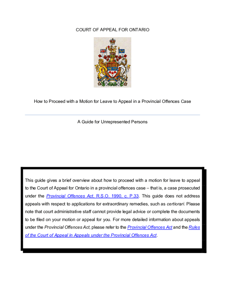 Fillable Online How to Proceed with a Motion for Leave to Appeal in a