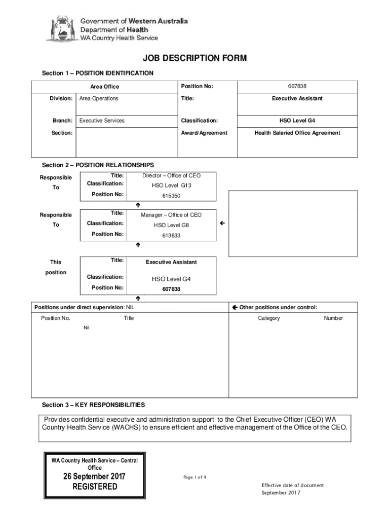 Fillable Online Position Classification Standard for Secretary Series ...