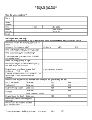 Foster Application - Is Today My Day Dog Rescue