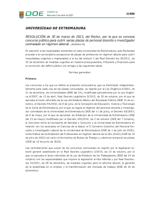 Resolucin de 30 de marzo de 2023, del rector, por la que se convoca