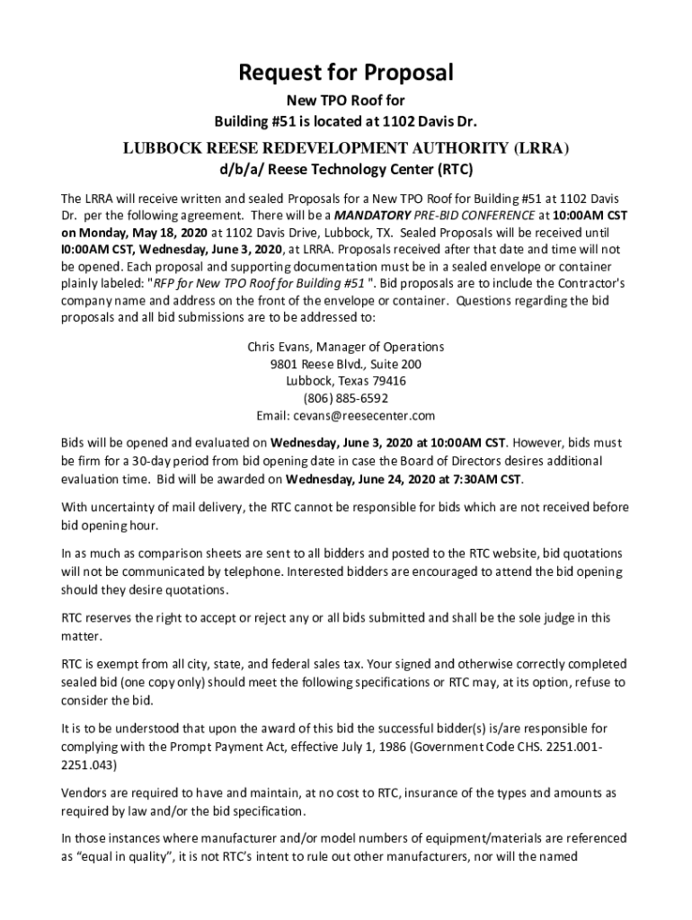 Fillable Online RFP UW Concourse Roof Replacement Main Campus Bldg