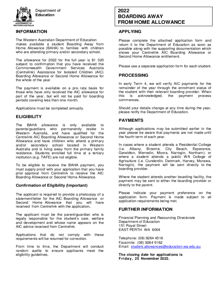 Fillable Online Boarding Away from Home Allowance (for Isolated