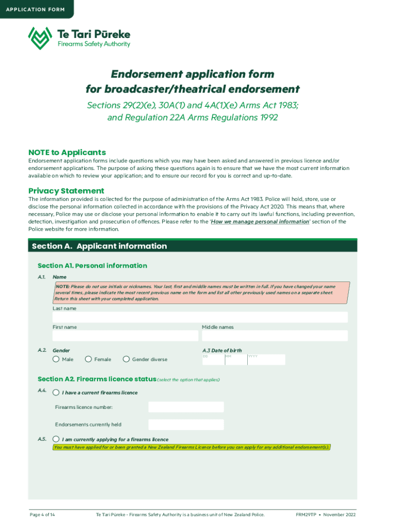 Fillable Online New Zealand Firearms Licence Application FormPDF Fax Email Print pdfFiller