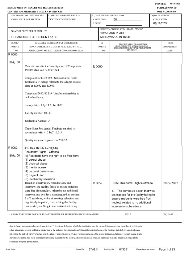 Fillable Online CEDARHURST OF EDISON LAKES Fax Email Print pdfFiller