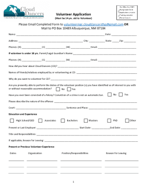ROOSEVELT PARK ZOO VOLUNTEER APPLICATION