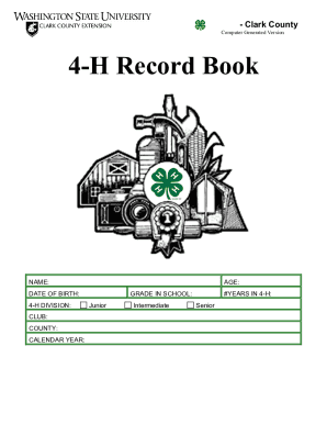 Fillable Online 4-H Record Book - Wsu - Washington State University Fax ...
