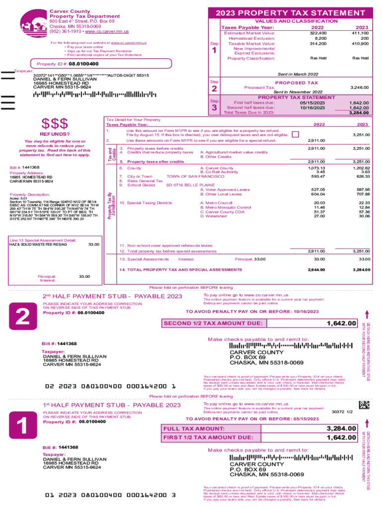 Fillable Online gis co carver mn Carver County Tax Payment Reminder