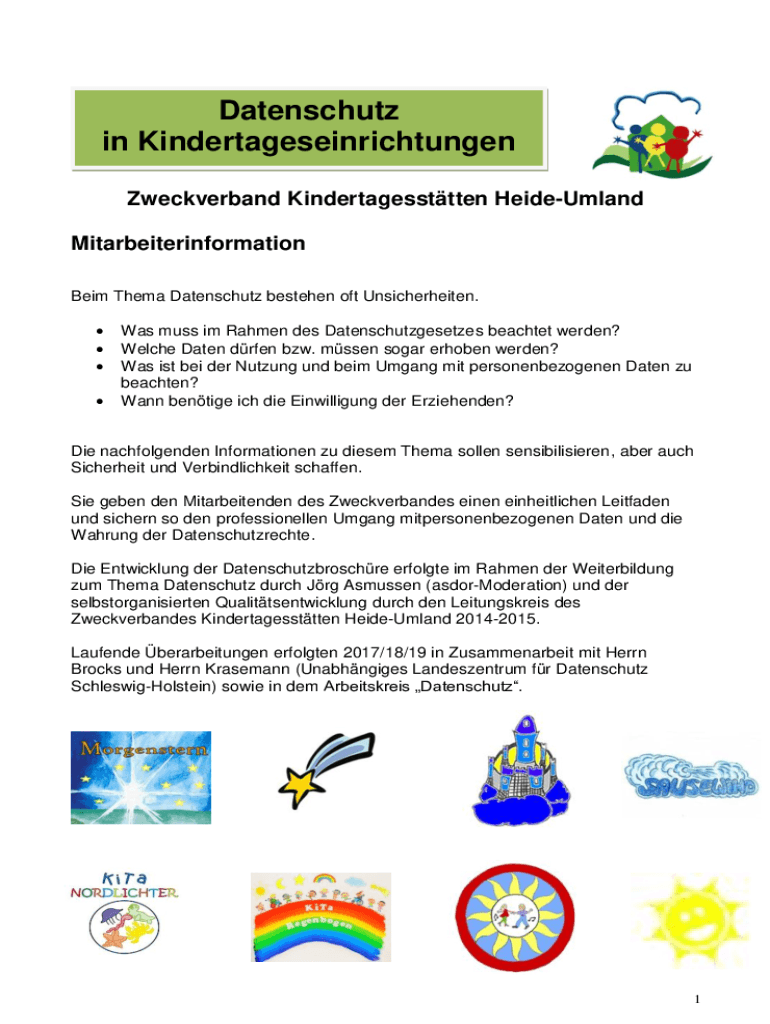 Ausfüllbar Online Datenschutz in der Kita: Regelungen zum Schutz der