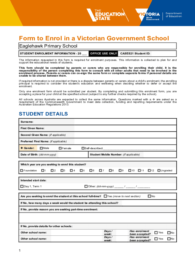 form to enrol in a victorian government school Preview on Page 1