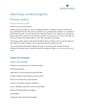 Eharmony United Kingdom Privacy policy