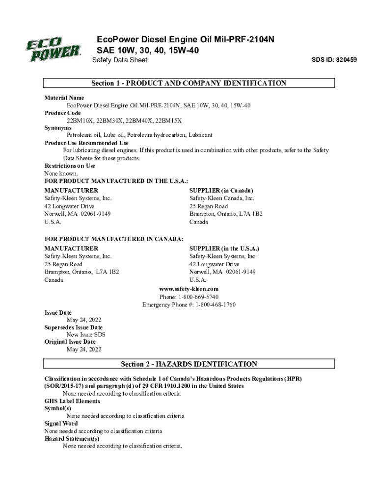 Fillable Online Fleet Supreme EC Diesel Engine Oil SDS Fax Email Print