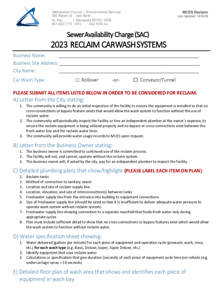 Fillable Online Reclaim Car Wash Systems. Reclaim Car Wash Checklist