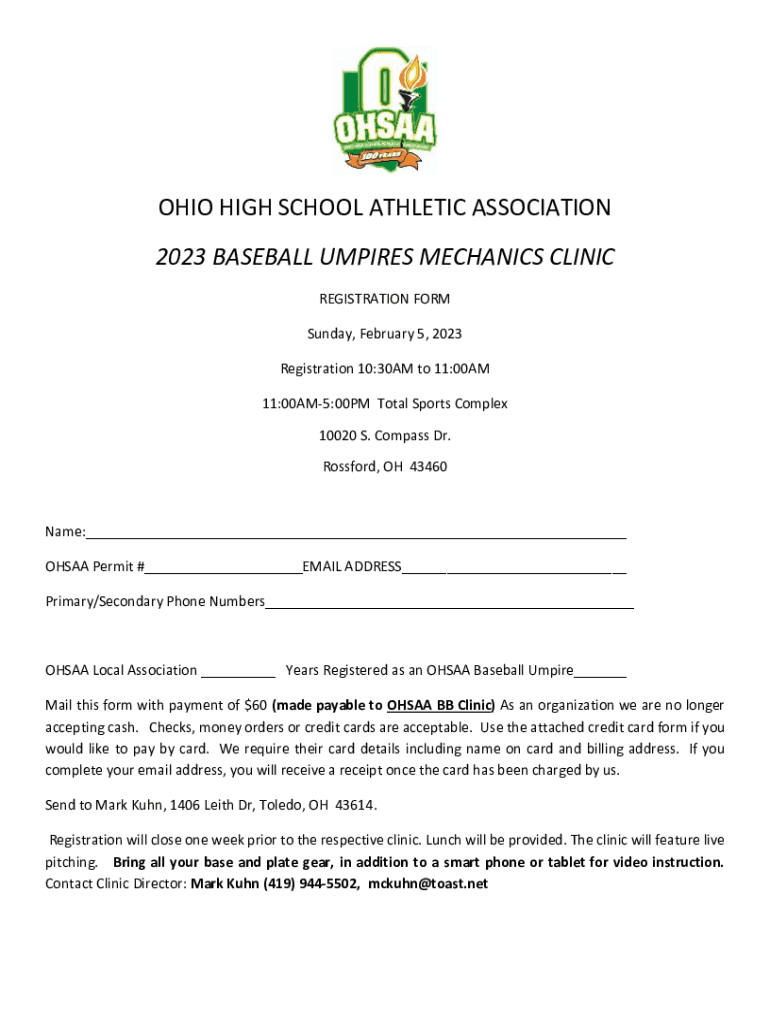 Fillable Online Baseball, softball umpire training classes starting in