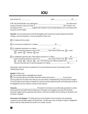 Fillable Online Free I Owe You (IOU) TemplateCreate an IOU Form Fax ...