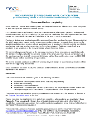 mnd support (care) grant application Doc Template | pdfFiller