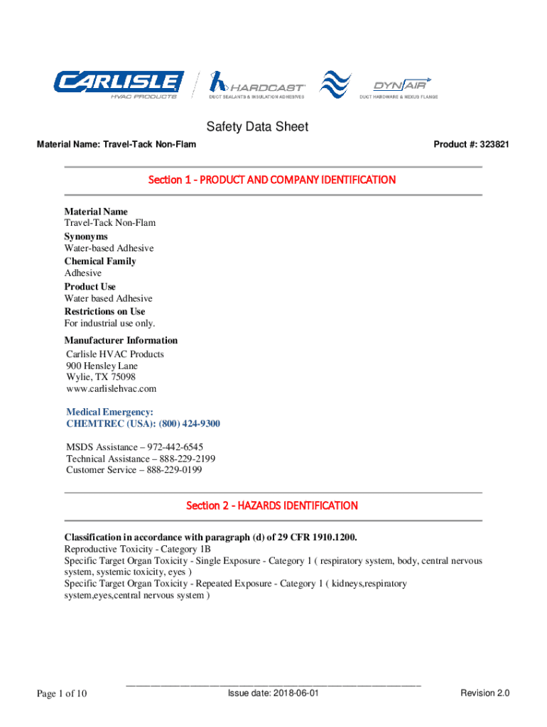 Fillable Online UNTACK LowVOC Adhesive Remover and Cleaner SDS Fax