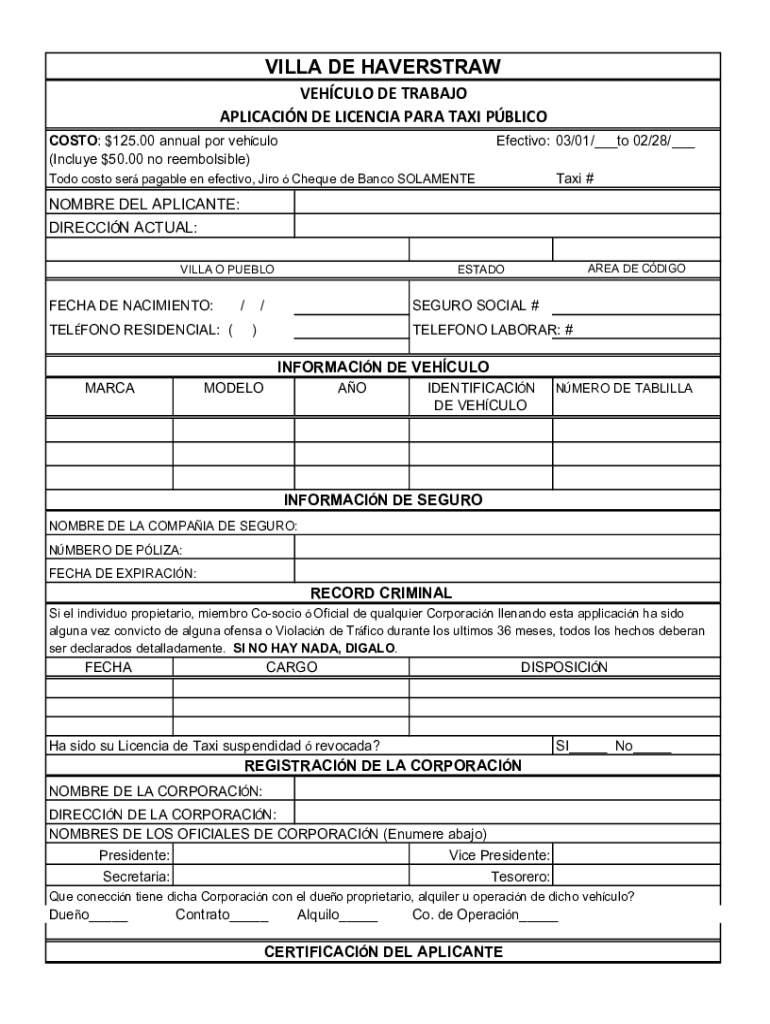 Completable En línea Vehicle for hire APPLICATION Fax Email Imprimir