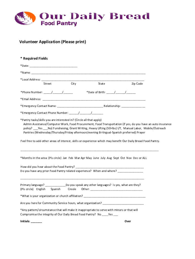 Fillable Online LAC+USC MEDICAL CENTER Volunteer Service Fax Email